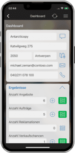 Kundendashboard in der Anvaigo Sales App