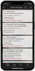 Offene Lieferungen in der Anvaigo Mobile Delivery App