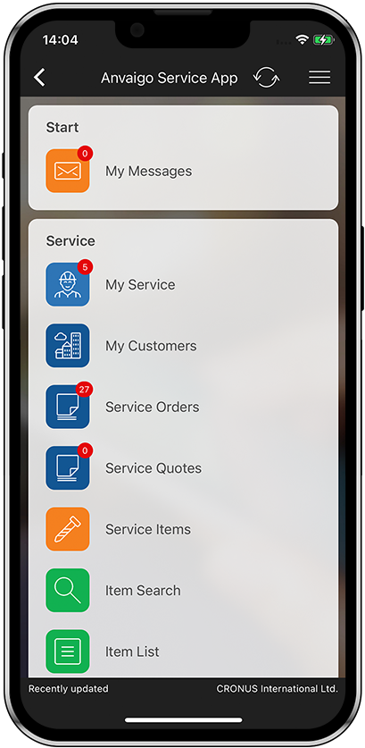 Anvaigo Service App Start Menu